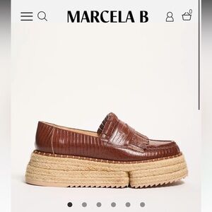 Brown Leather Platform Penny Loafer